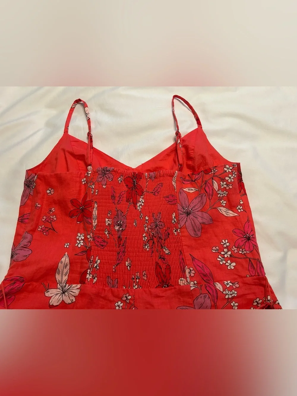 Banana Republic Floral Spaghetti-Strap Wide-Leg Crop Jumpsuit in Coral Size 8